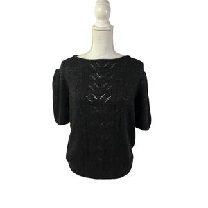 Lady Rothschild black short sleeve sweater multicolor puff sleeve Large‎ 42